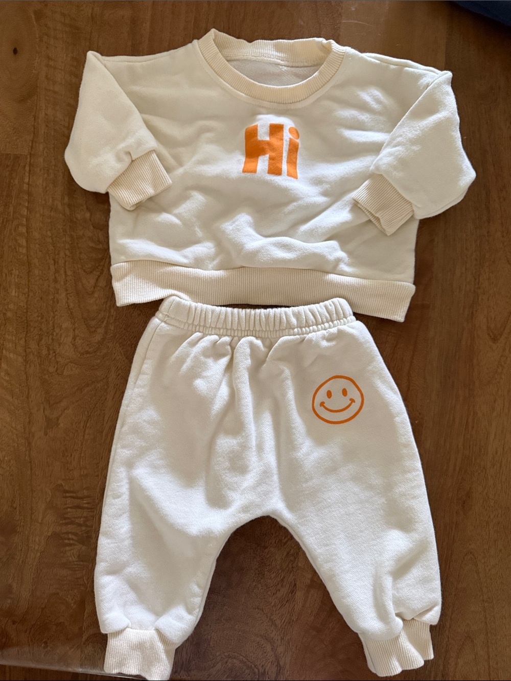 Unlisted Cream Kids Matching Set with Orange Graphic